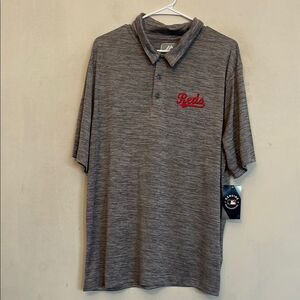 Majestic Gray Collared Cincinnati Reds short sleeve shirt Size XL New
